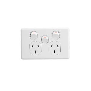 C2000 DBL GPO + EXT SW 250V 10A S/P WHT C2000 DBL GPO + EXT SW 250V 10A S/P WHT