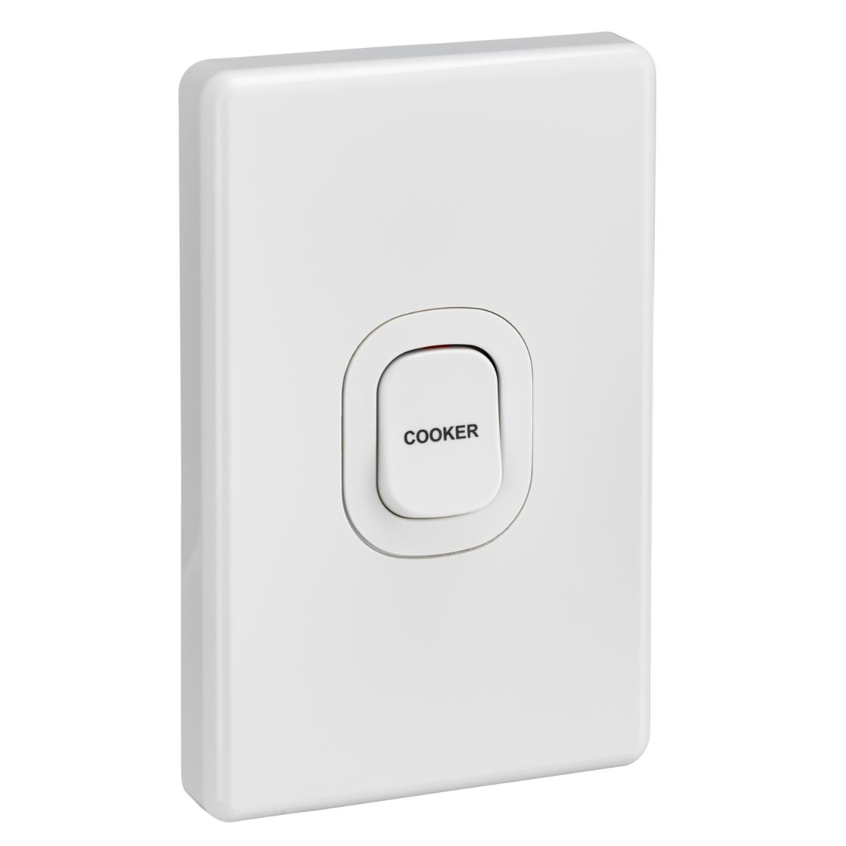 C2000 COOKER SWITCH VERT 32A D/P WHITE