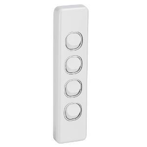 SWITCH 4GANG ARCHITRAVE 10A WHITE