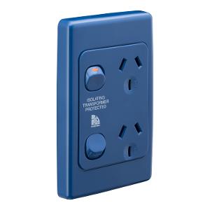 MEDILEC DBL GPO VERT 10A D/P BLUE MEDILEC DBL GPO VERT 10A D/P BLUE