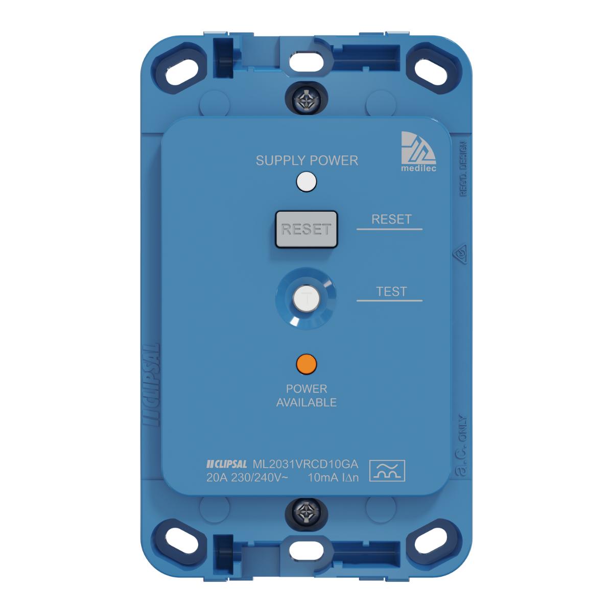MEDILEC RCD 10MA 20A VERTICAL DARK BLUE