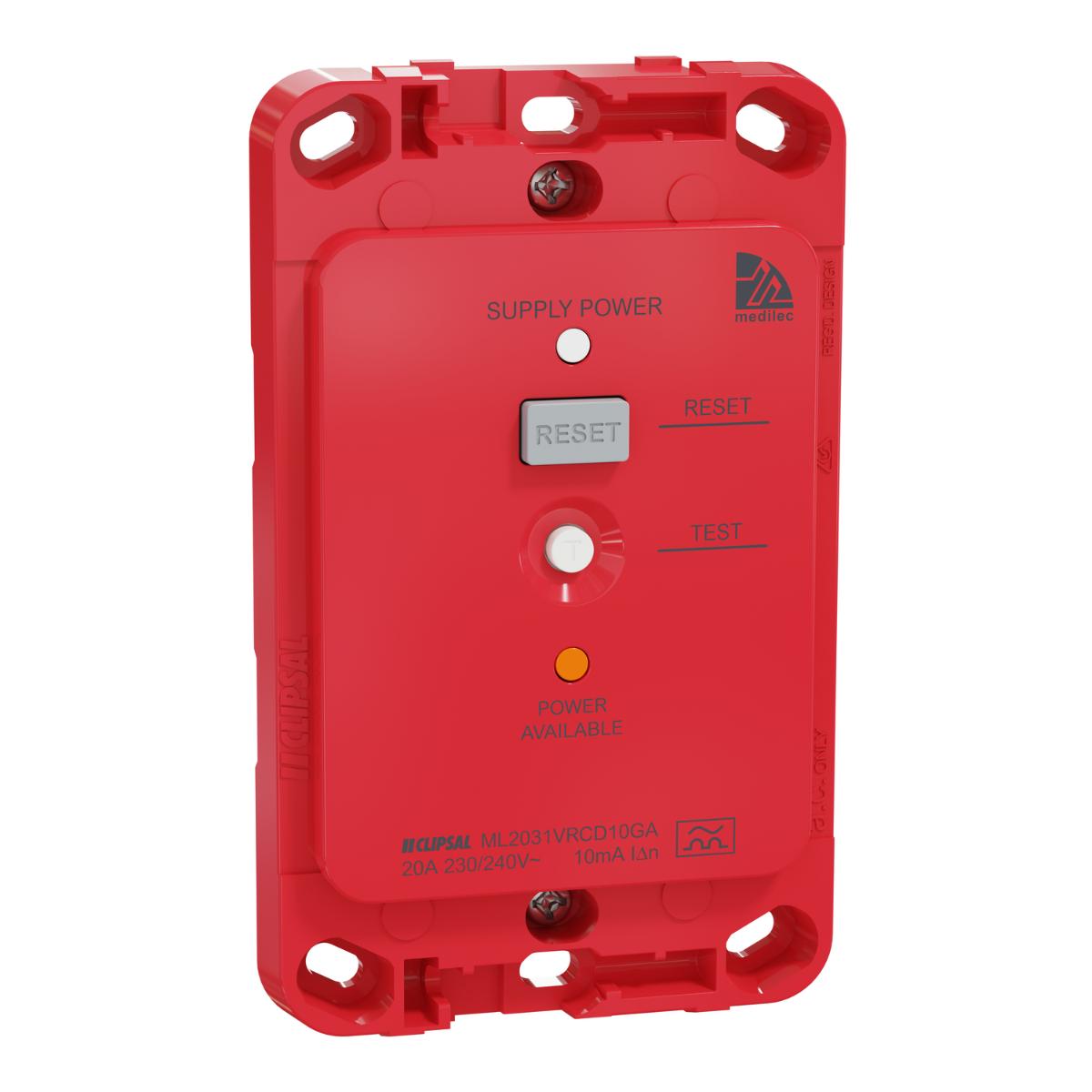 MEDILEC RCD 10MA 20A VERTICAL RED