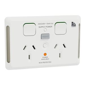 MEDILEC 20A RCD 10MA DBL GPO 10A HOR WHT MEDILEC 20A RCD 10MA DBL GPO 10A HOR WHT