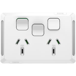 PRO DBL GPO + EXT SW HORIZ 10A S/P EX WH PRO DBL GPO + EXT SW HORIZ 10A S/P EX WH