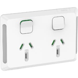 PRO DBL GPO HORIZ 10A S/P EXTRA WHITE PRO DBL GPO HORIZ 10A S/P EXTRA WHITE