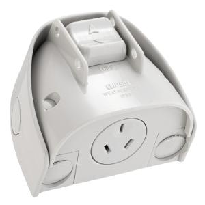 W/P SINGLE GPO IP53 10A D/P GREY