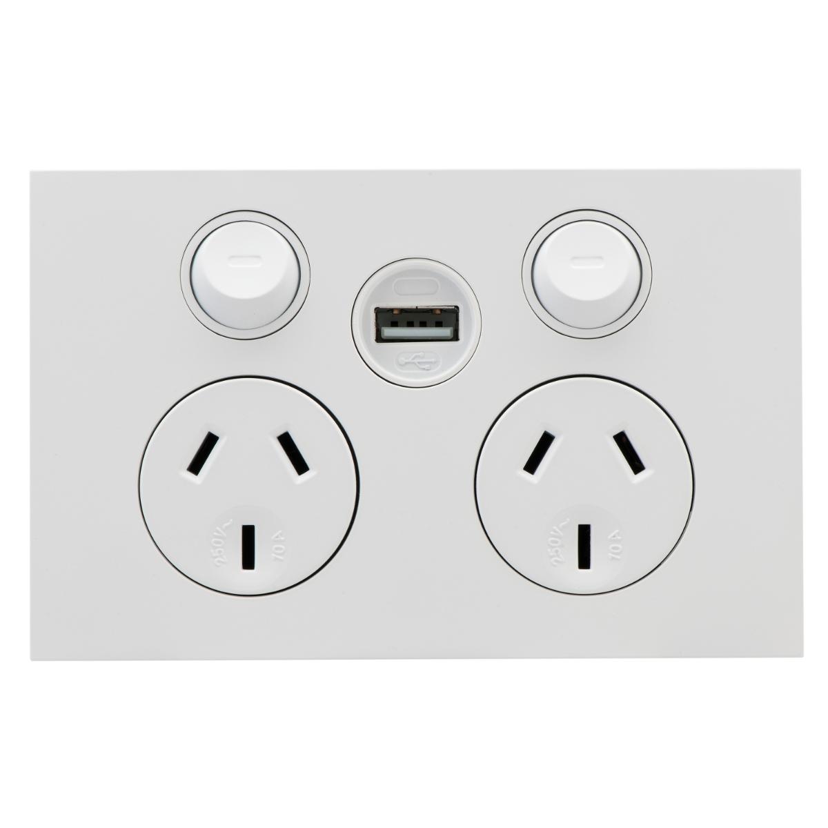 ZEN DBL GPO + 1 USB CHGR 10A S/P ZEN WHT