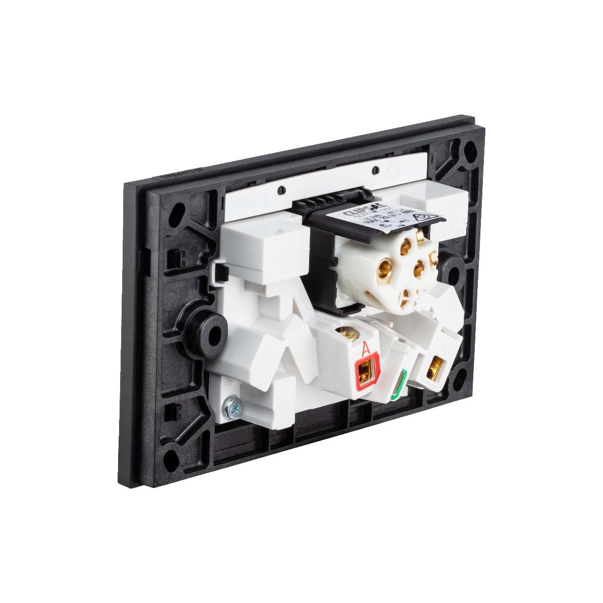 ZEN DBL GPO + EXT SWITCH 10A S/P ZEN BLK