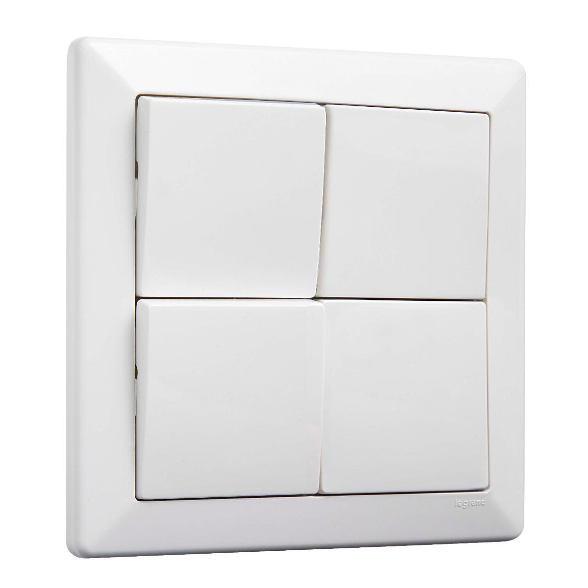 COMO 10A 3 GANG SWITCH AND 1xBLANK W/RED