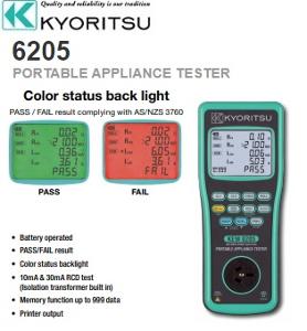 KYORITSU 6205 PORTABLE APPLIANCE TESTER KYORITSU 6205 PORTABLE APPLIANCE TESTER