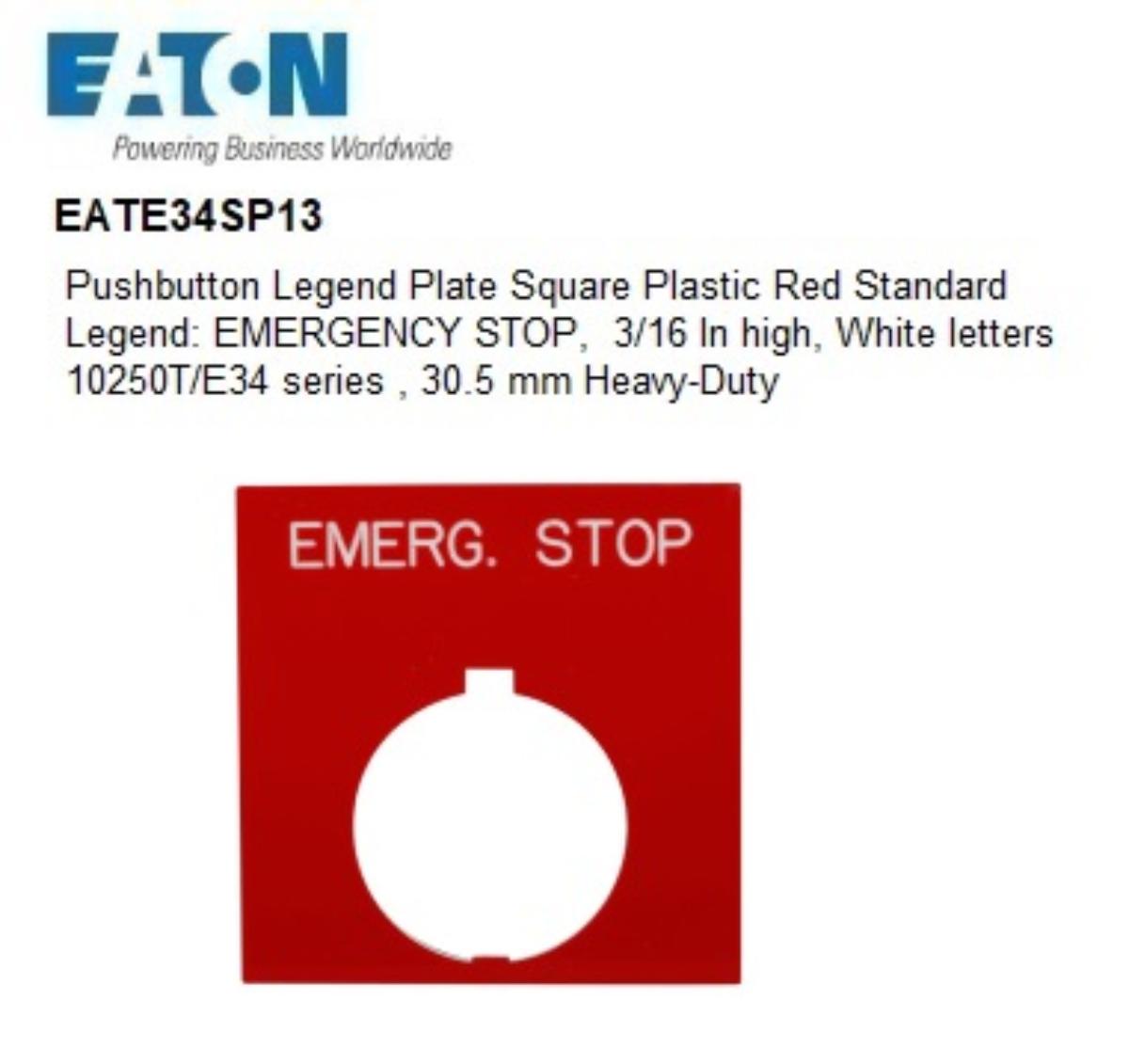LEGEND PLATE EMERGENCY STOP RED