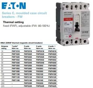 MCCB F-FRAME FWF 3P 20A 40KA FIXED MCCB F-FRAME FWF 3P 20A 40KA FIXED
