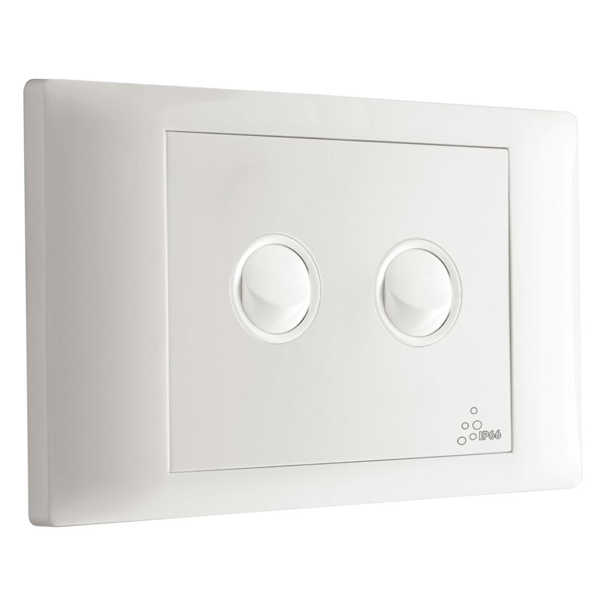 SWITCH HORIZ E-COM 16A IP66 2-GANG WHT