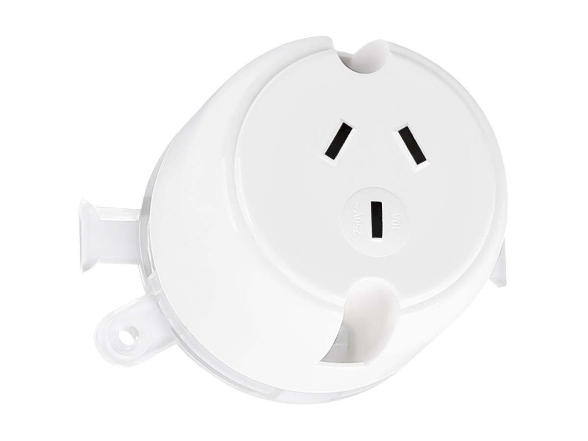 SURFACE SOCKET 10A 3PIN WHITE