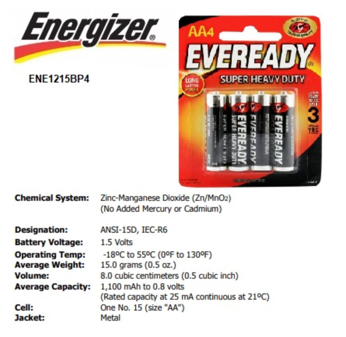 SUPER HEAV DUTY 1.5V BATTERY SIZE AA 4PK
