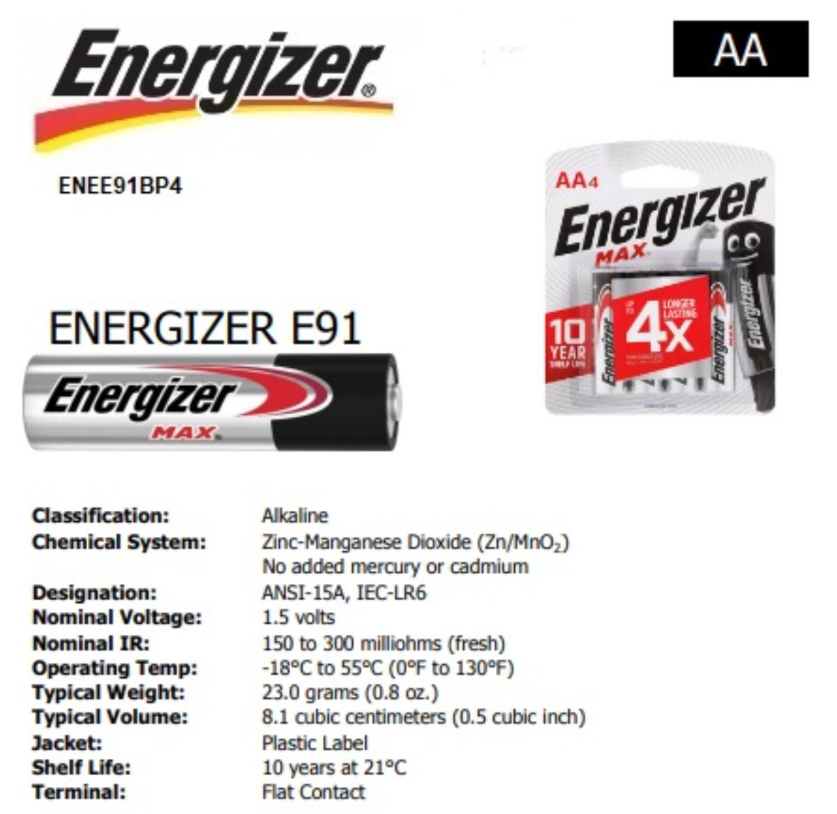 ALKALINE 1.5V BATTERY SIZE AA 4PK
