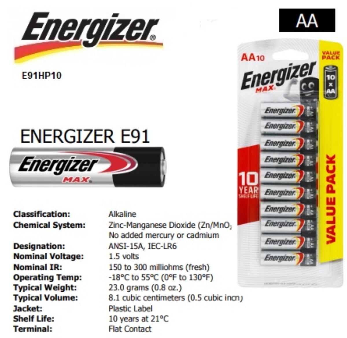 ALKALINE 1.5V BATTERY SIZE AA 10PK