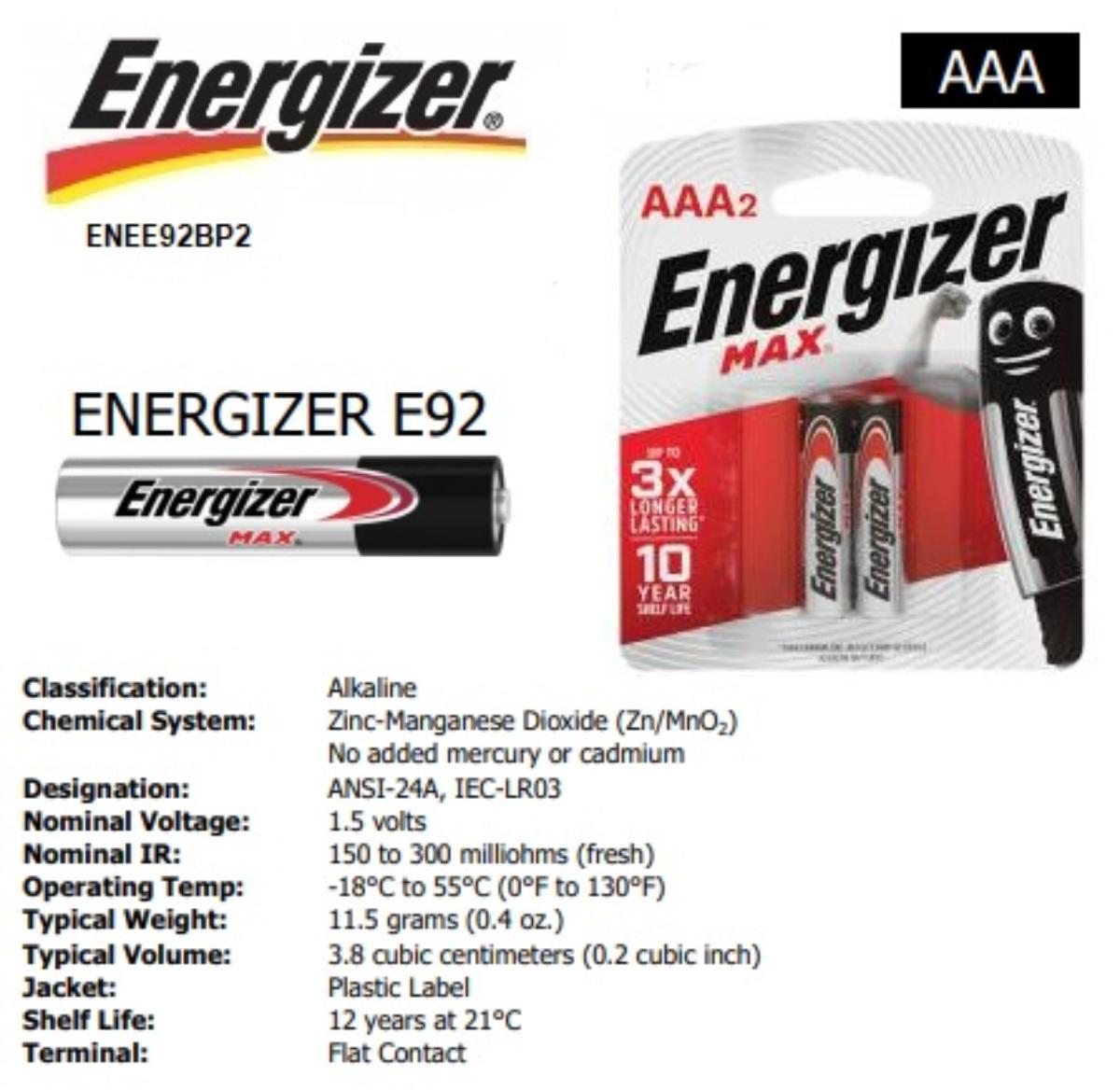 ALKALINE 1.5V BATTERY SIZE AAA 2PK