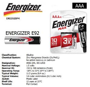 ALKALINE 1.5V BATTERY SIZE AAA 4PK ALKALINE 1.5V BATTERY SIZE AAA 4PK