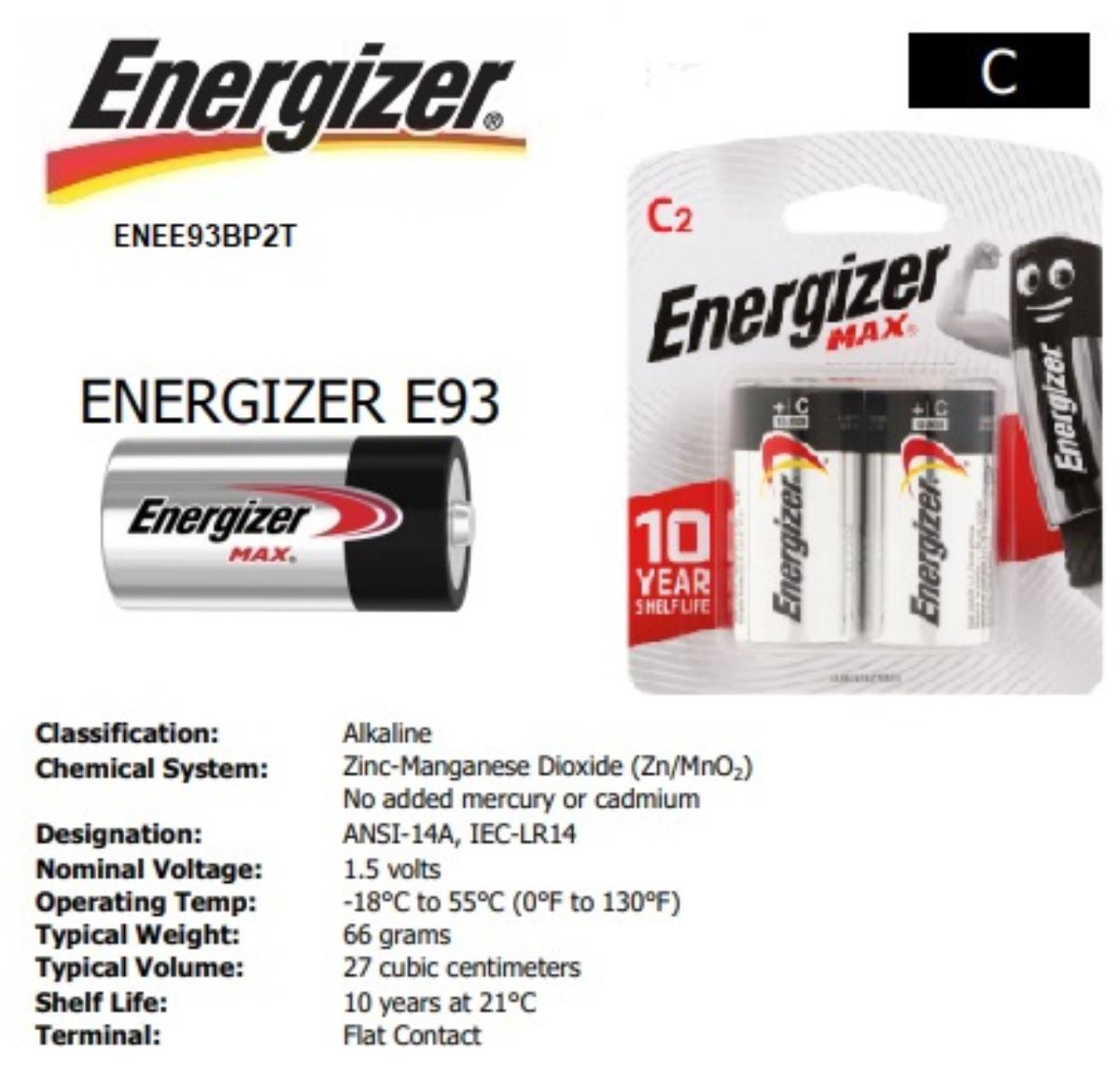 ALKALINE 1.5V BATTERY SIZE C 2PK