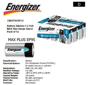 MAX PLUS ALKALINE 1.5V BATTERY SIZE D