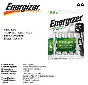 NIMH RECHARG 1.2V BATTERY SIZE AA 4PK