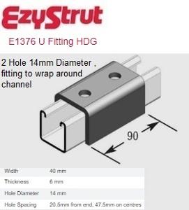 U FITTING SPLICE TWO HOLE HDG