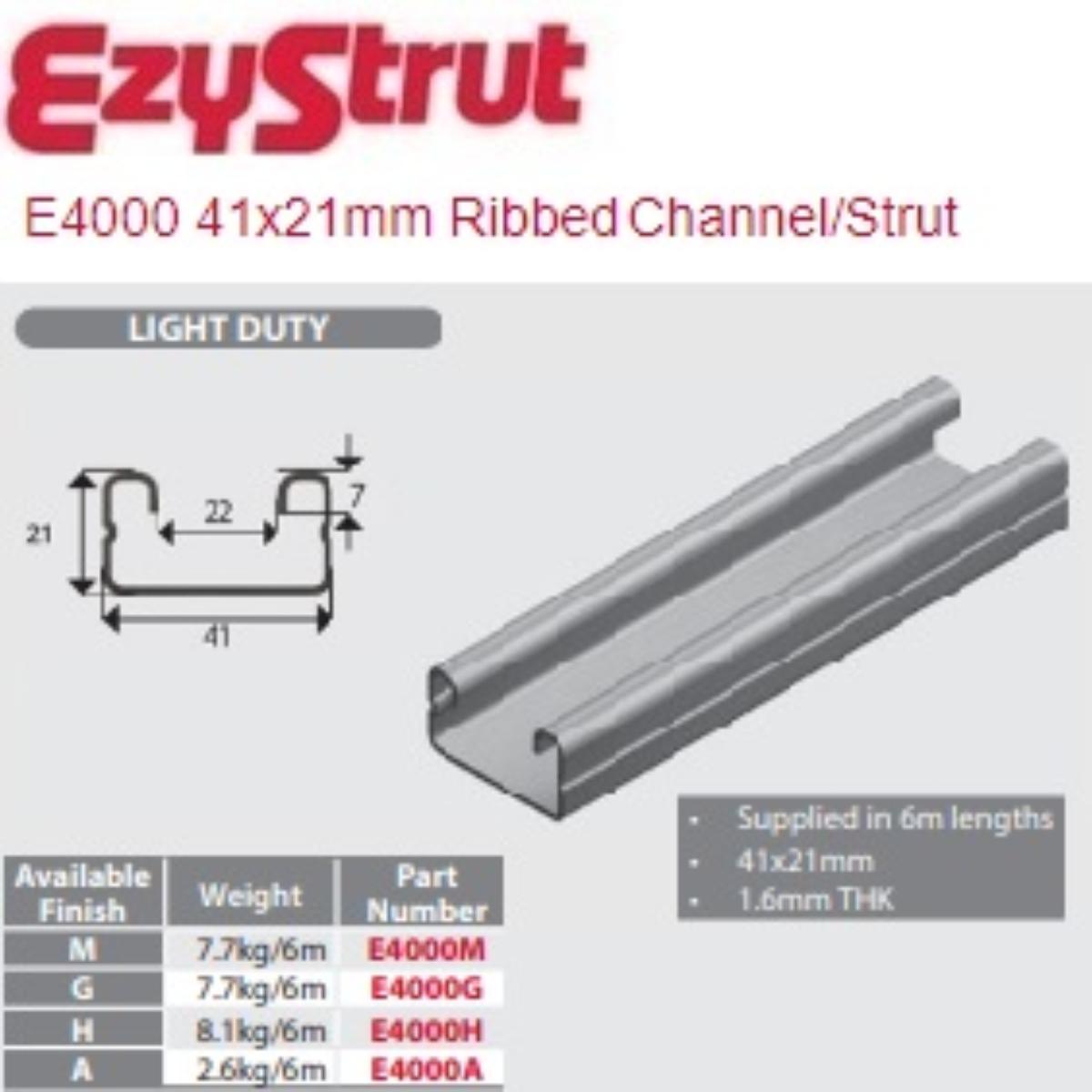 STRUT PLAIN 41X21X1.6MM L/DUTY G/BOND 6M