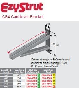 CANTILEVER BRACKET BRACED 450MM HDG