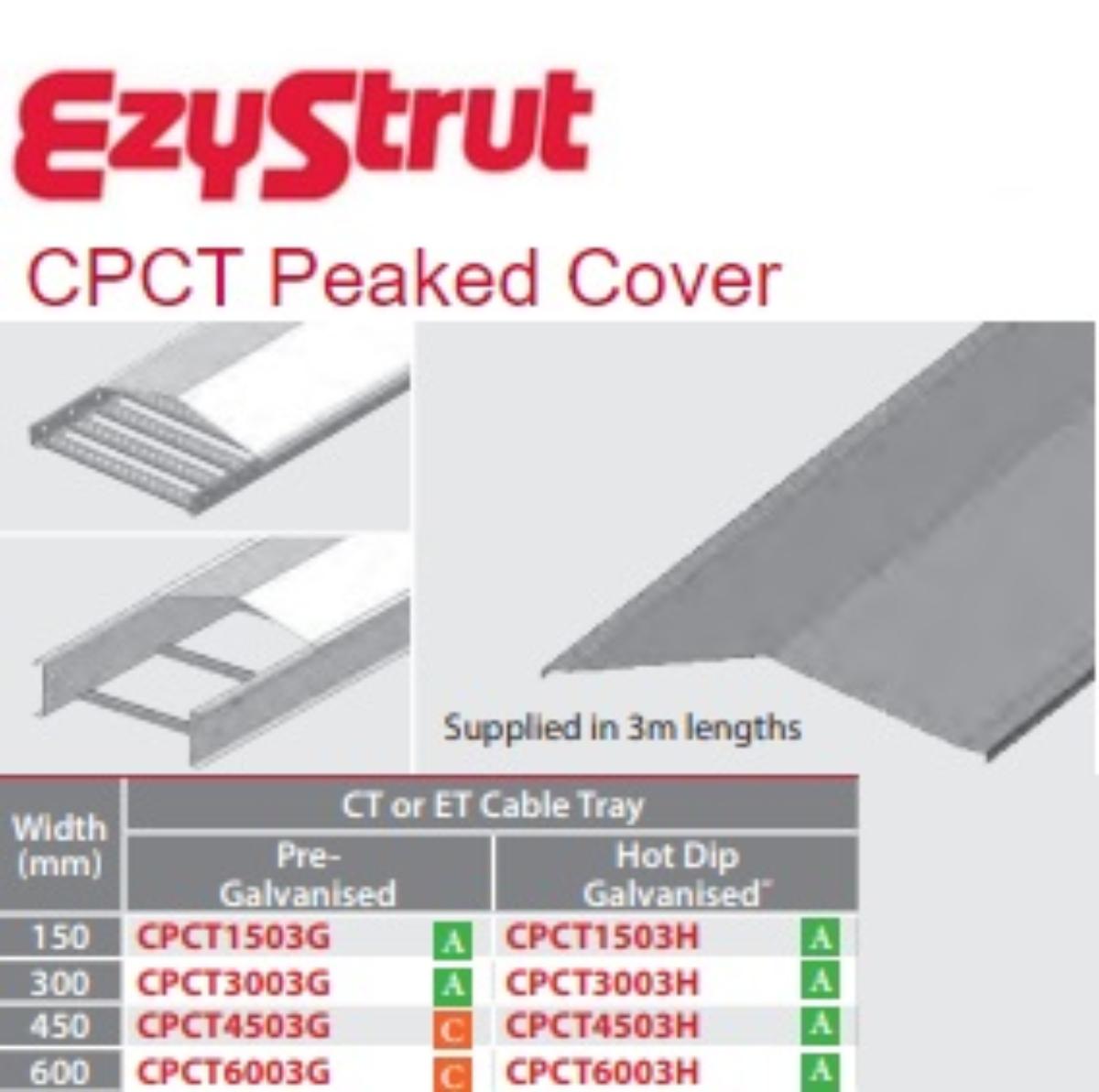 CABLE TRAY PEAKED COVER 150MM 3MTR G/B