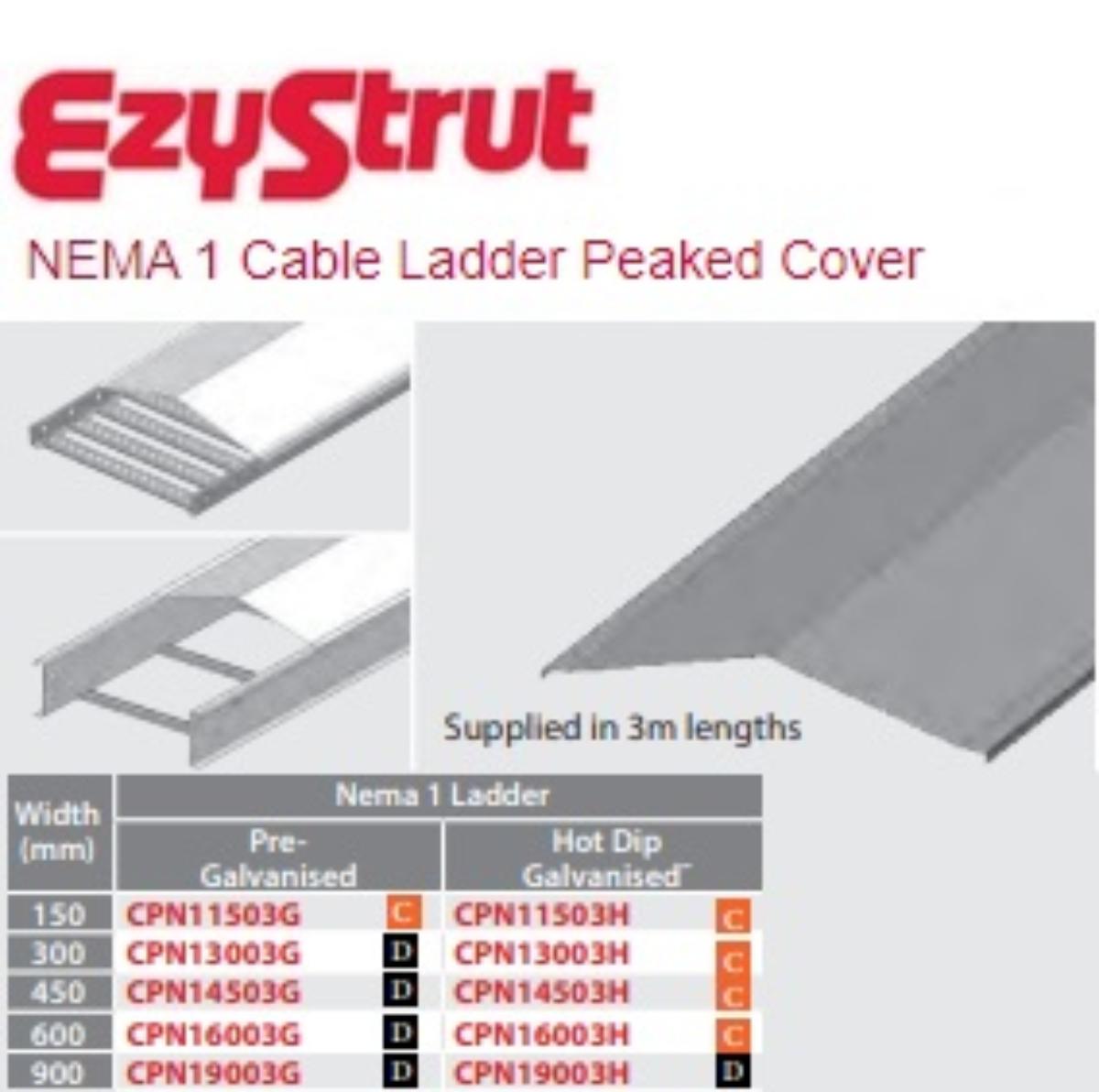 CBL LADDER CVR PEAKED NEMA1 600MM 3M HDG