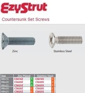 COUNTERSUNK SCREW M6X20MM ZINC PLATED