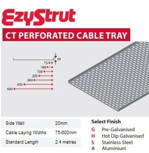 PERFORATED CABLE TRAY 150MM 2.4M 316 S/S PERFORATED CABLE TRAY 150MM 2.4M 316 S/S