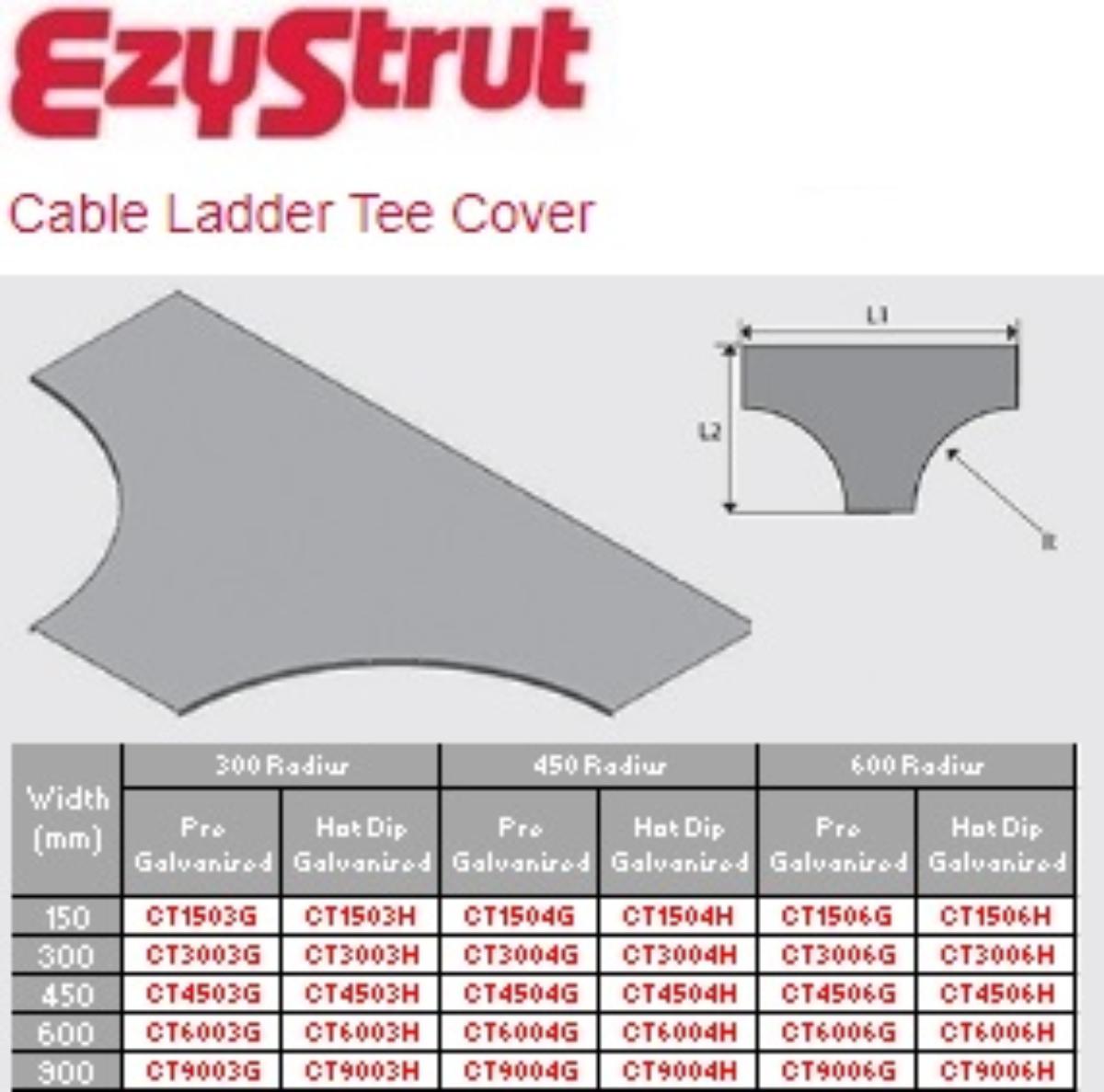 CABLE LADDER TEE COVER 300X600R HDG