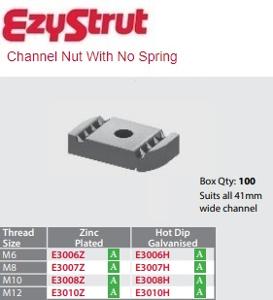 CHANNEL NUT NO SPRING M12 ZINC PLATED