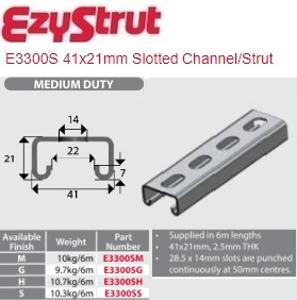 STRUT SLOTTED 41X21 H/DUTY MILLED 6MTR