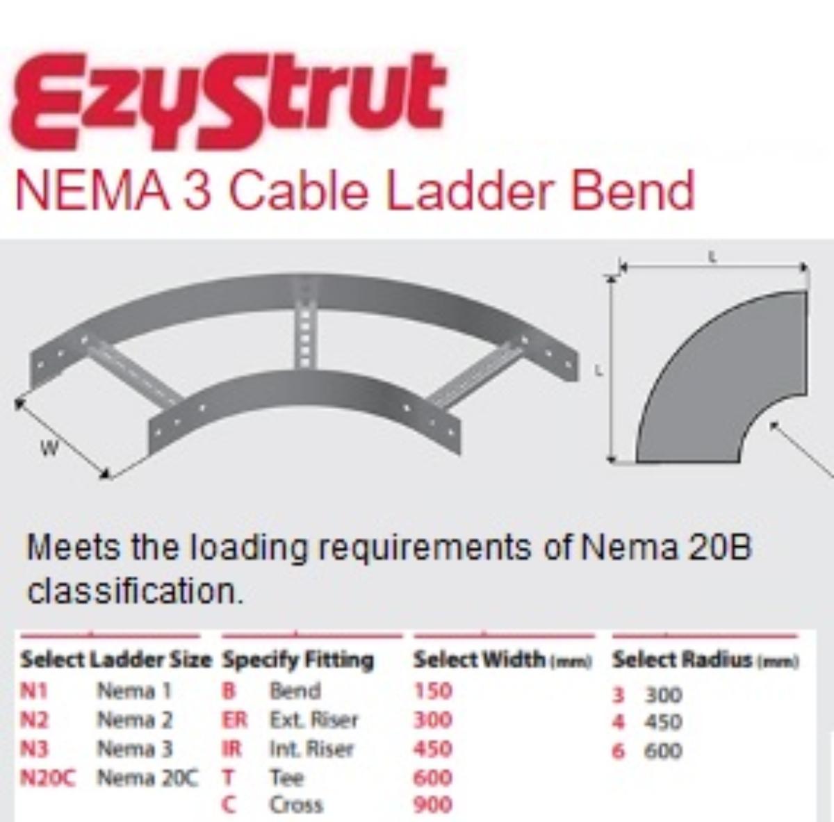 NEMA 3 BEND 600MM 450 RAD 316 S/S