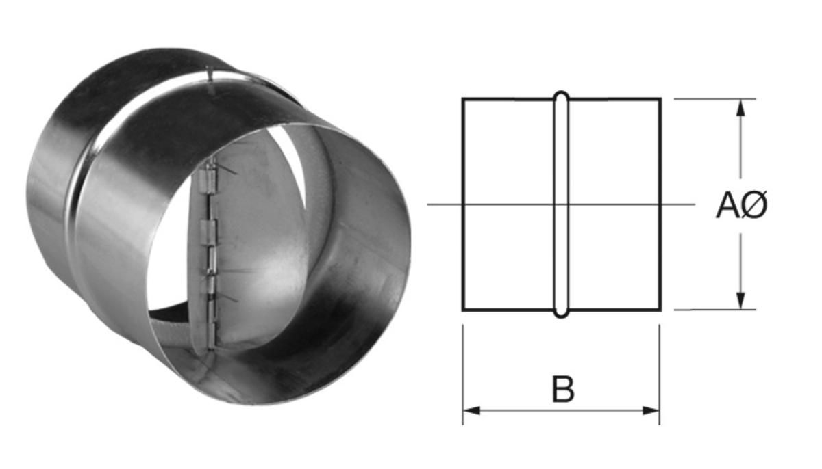 IN-LINE BACK DRAFT DAMPER 125MM