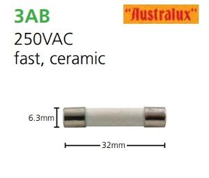 CERAMIC FUSE FAST 250VAC 10A 32X6.3MM CERAMIC FUSE FAST 250VAC 10A 32X6.3MM