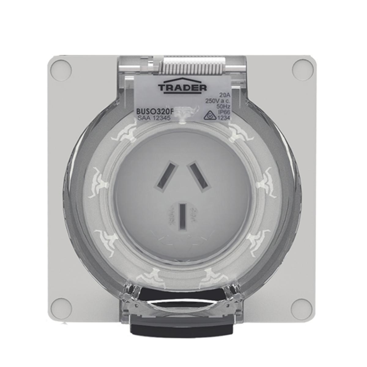 BUFFALO SOCKET IP66 20A 3PIN LESS ENCLOS