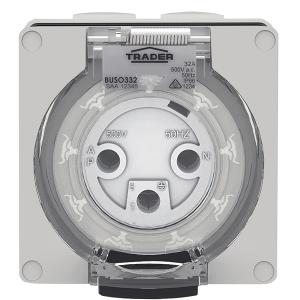 SOCKET IP66 32A 250V 3 ROUND PIN SOCKET IP66 32A 250V 3 ROUND PIN