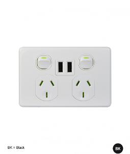 CHEETAH LEOPARD DBL GPO 10A + USB WHITE CHEETAH LEOPARD DBL GPO 10A + USB WHITE
