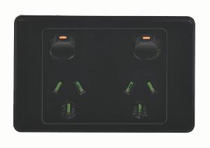 COUGAR DOUBLE GPO 10A HORIZ BLACK COUGAR DOUBLE GPO 10A HORIZ BLACK