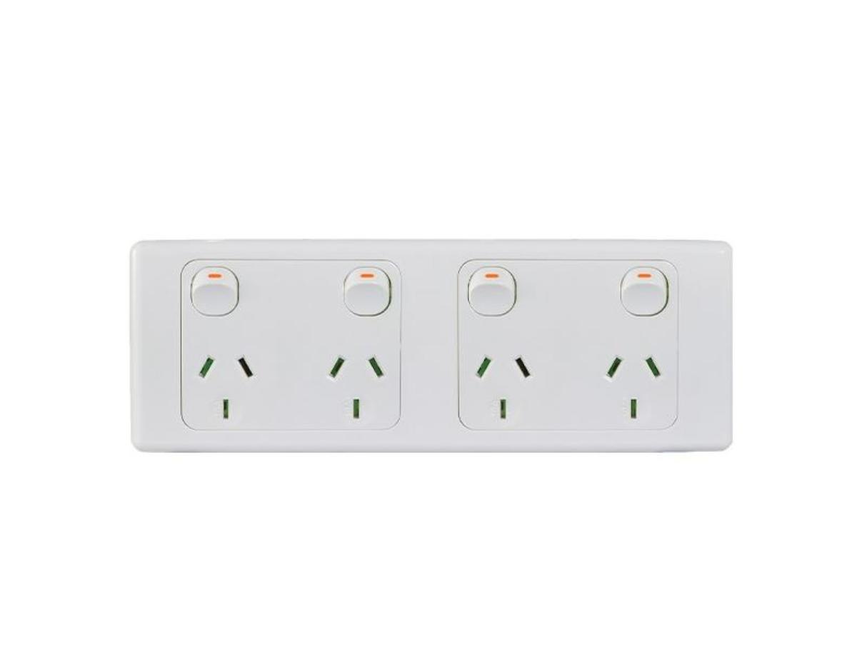 COUGAR QUAD GPO 4G 10A FLUSH + BKT WHITE