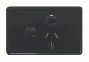 COUGAR SINGLE GPO + EXT SW 10A HOR BLACK COUGAR SINGLE GPO + EXT SW 10A HOR BLACK