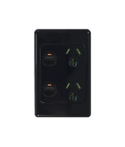 COUGAR DBL GPO VERT 2G 15A 250V BLACK COUGAR DBL GPO VERT 2G 15A 250V BLACK