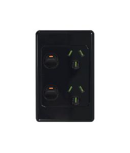 COUGAR DBL GPO VERT 2G 10A 250V BLACK COUGAR DBL GPO VERT 2G 10A 250V BLACK