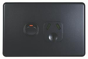 FLAT CAT DOUBLE GPO 15A HORIZ MATT BLACK FLAT CAT DOUBLE GPO 15A HORIZ MATT BLACK