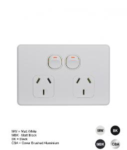 FLAT CAT DOUBLE GPO 10A HORIZ WHITE FLAT CAT DOUBLE GPO 10A HORIZ WHITE