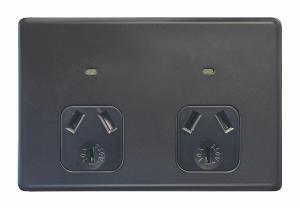 FLAT CAT AUTO DBL GPO 10A HORIZ MATT BLK FLAT CAT AUTO DBL GPO 10A HORIZ MATT BLK